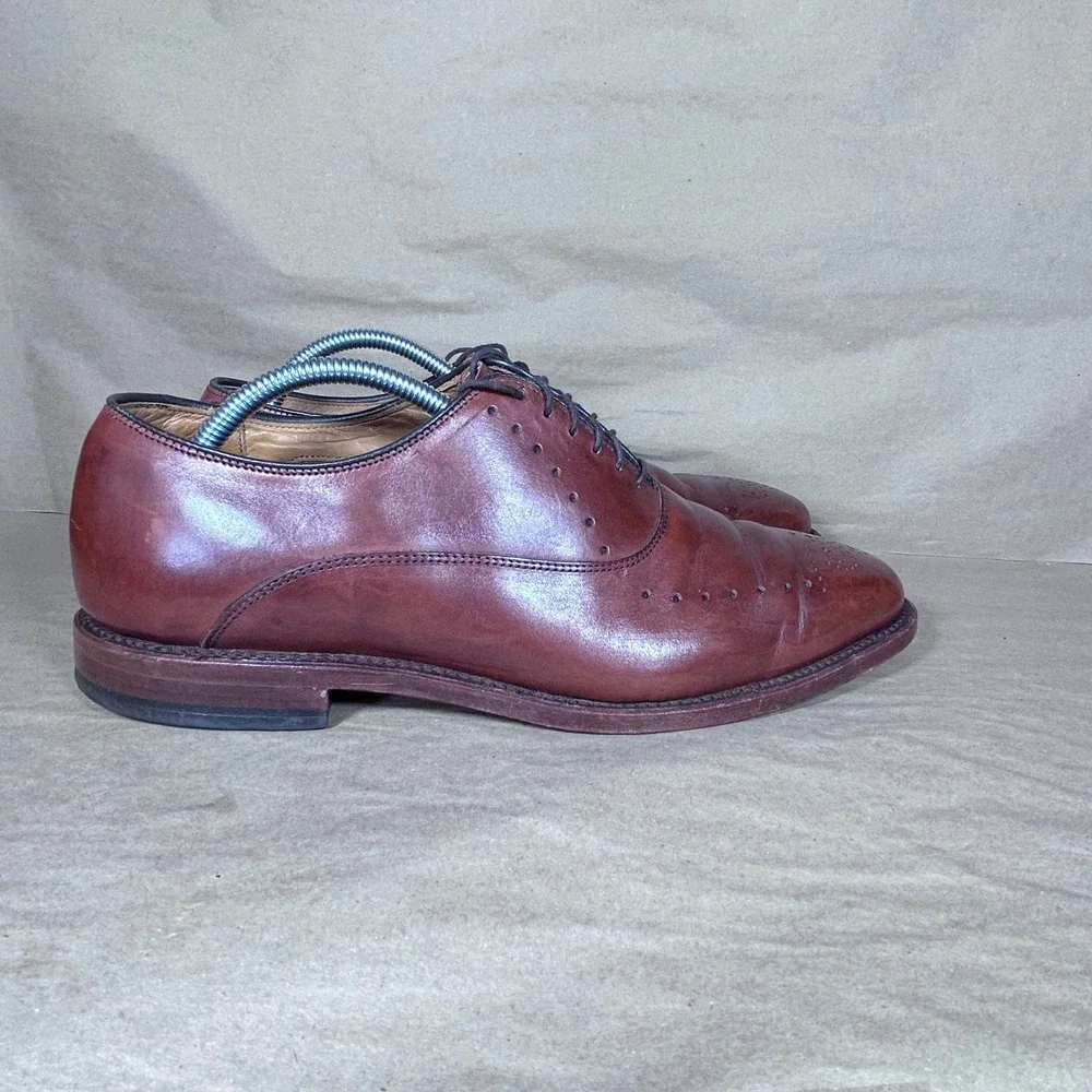 Allen Edmonds Waybridge Oxford Wingtip Men 9.5 Chestnut Brown Brogue Dress Shoes